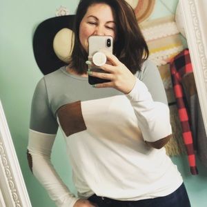 Elbow patch tee